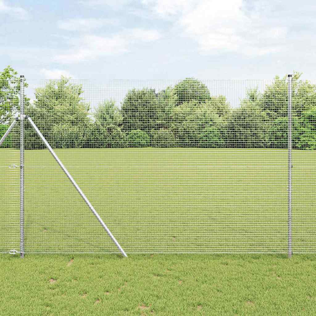 Geschweißter Drahtzaun, bodenverankert 50 x 1,5 m Silber Netz