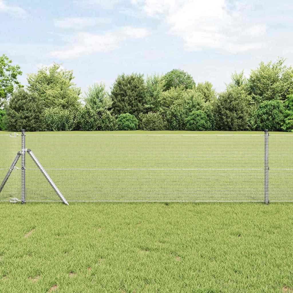 Geschweißter Drahtzaun, bodenverankert 100 x 0,4 m Silber Netz