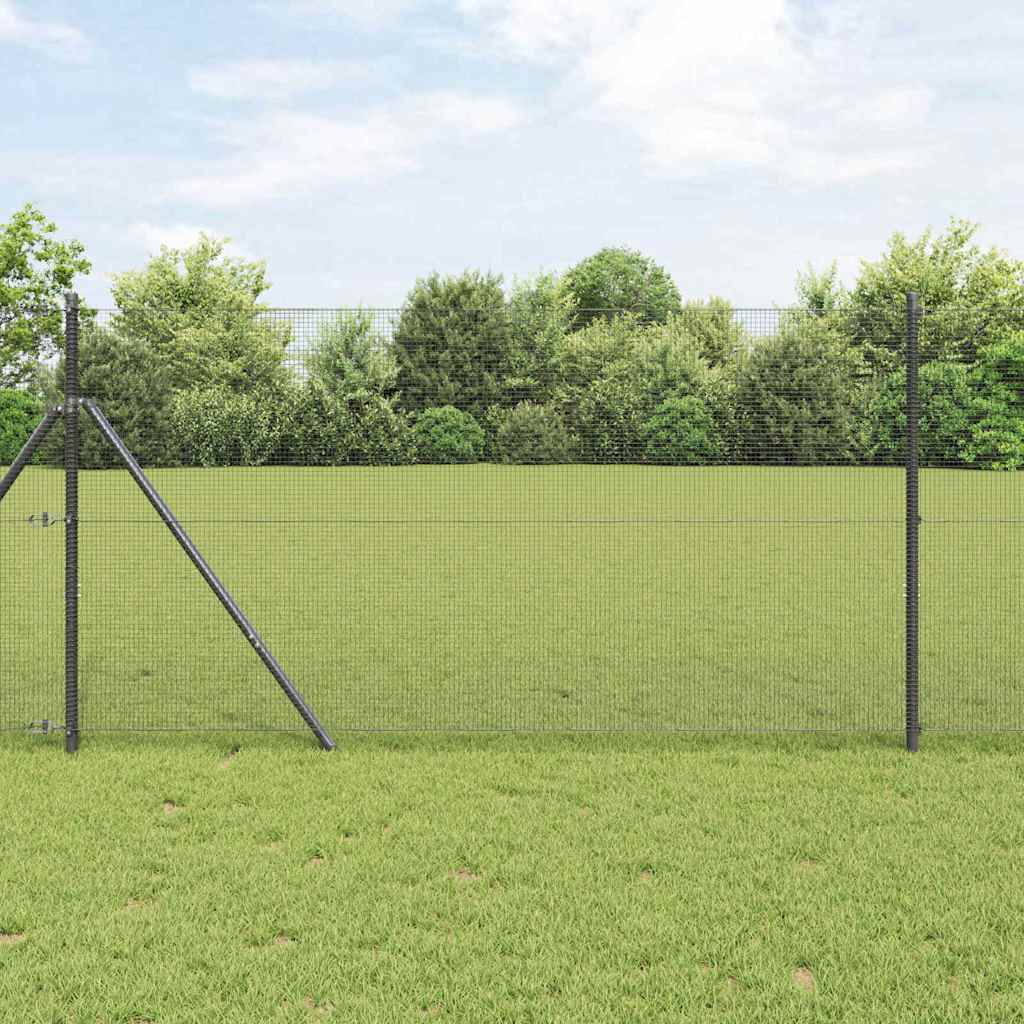 Geschweißter Drahtzaun, bodenverankert 50 x 1 m Grau Netz