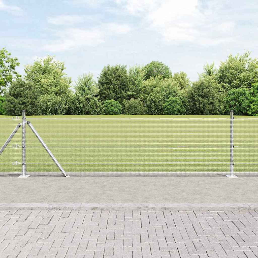 Geschweißter Drahtzaun mit Betonsockel 10 x 0,5 m Silber Netz