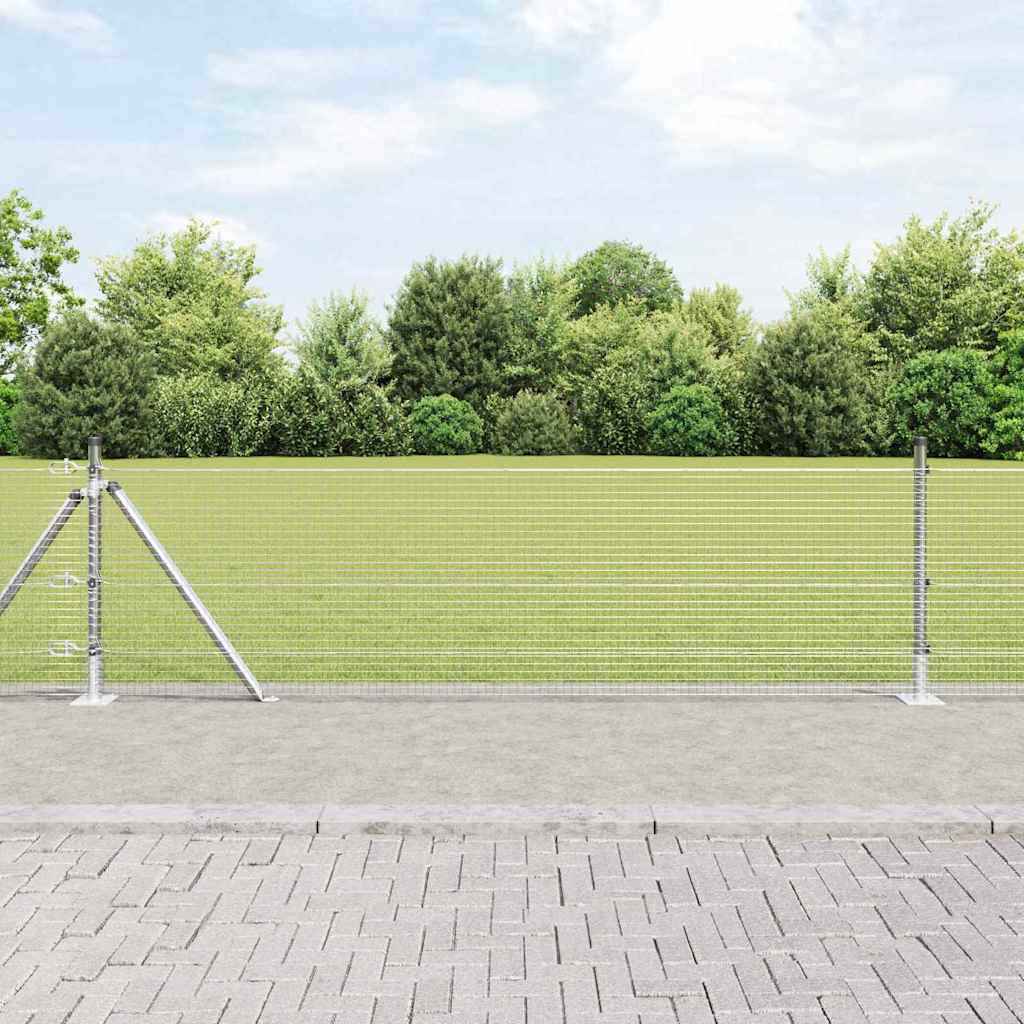 Geschweißter Drahtzaun mit Betonsockel 10 x 0,5 m Silber Netz