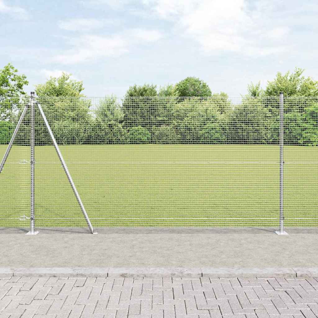 Geschweißter Drahtzaun mit Betonsockel 10 x 1,2 m Silber Netz