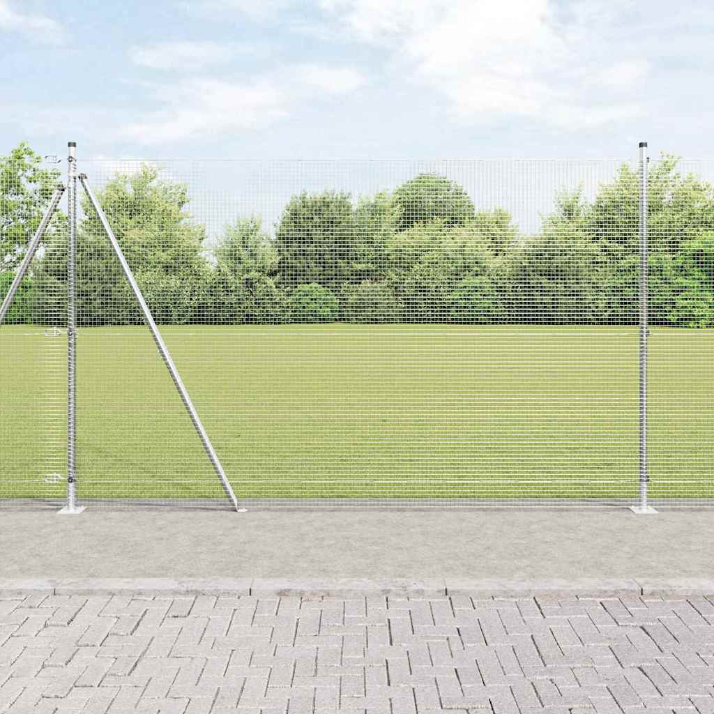 Geschweißter Drahtzaun mit Betonsockel 10 x 1,4 m Silber Netz