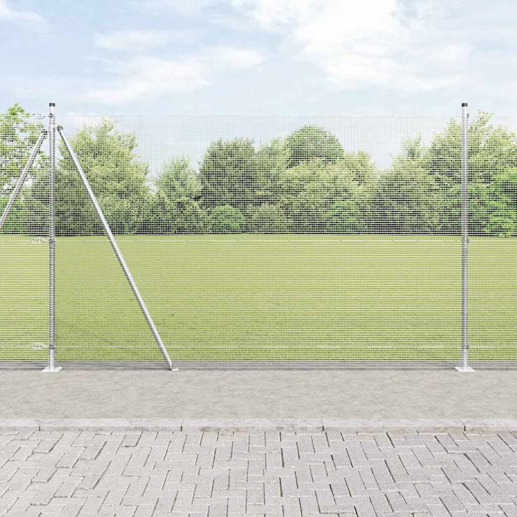 Geschweißter Drahtzaun mit Betonsockel 10 x 1,5 m Silber Netz