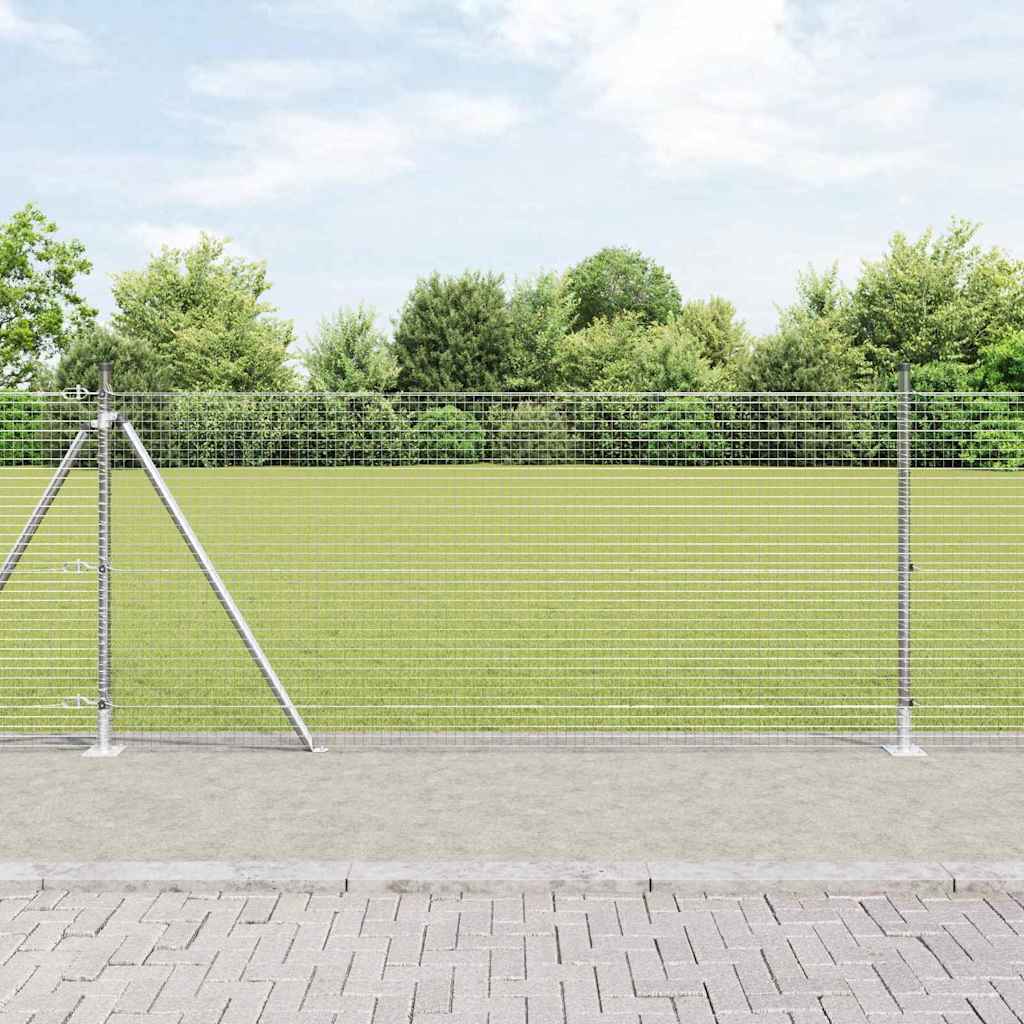 Geschweißter Drahtzaun mit Betonsockel 25 x 0,8 m Silber Netz
