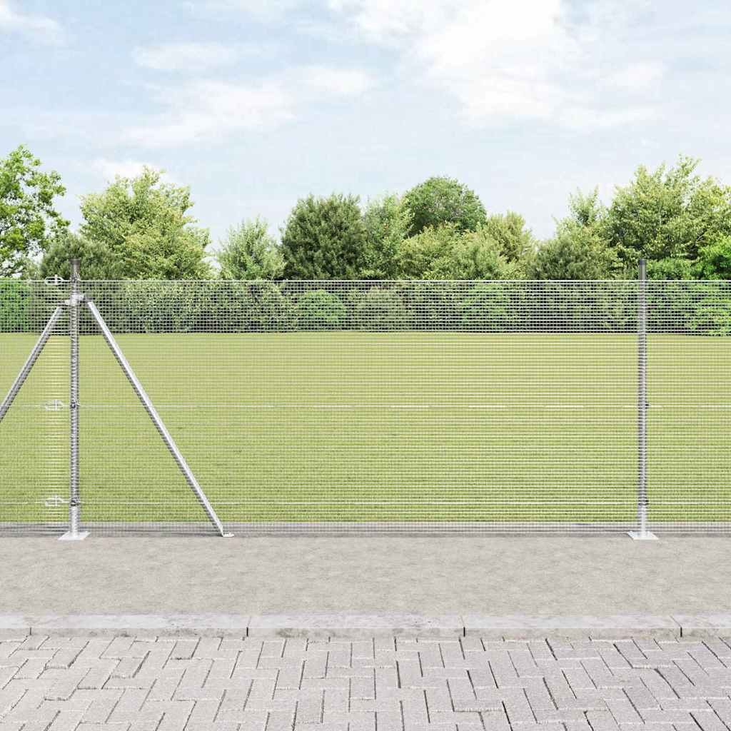 Geschweißter Drahtzaun mit Betonsockel 25 x 1 m Silber Netz