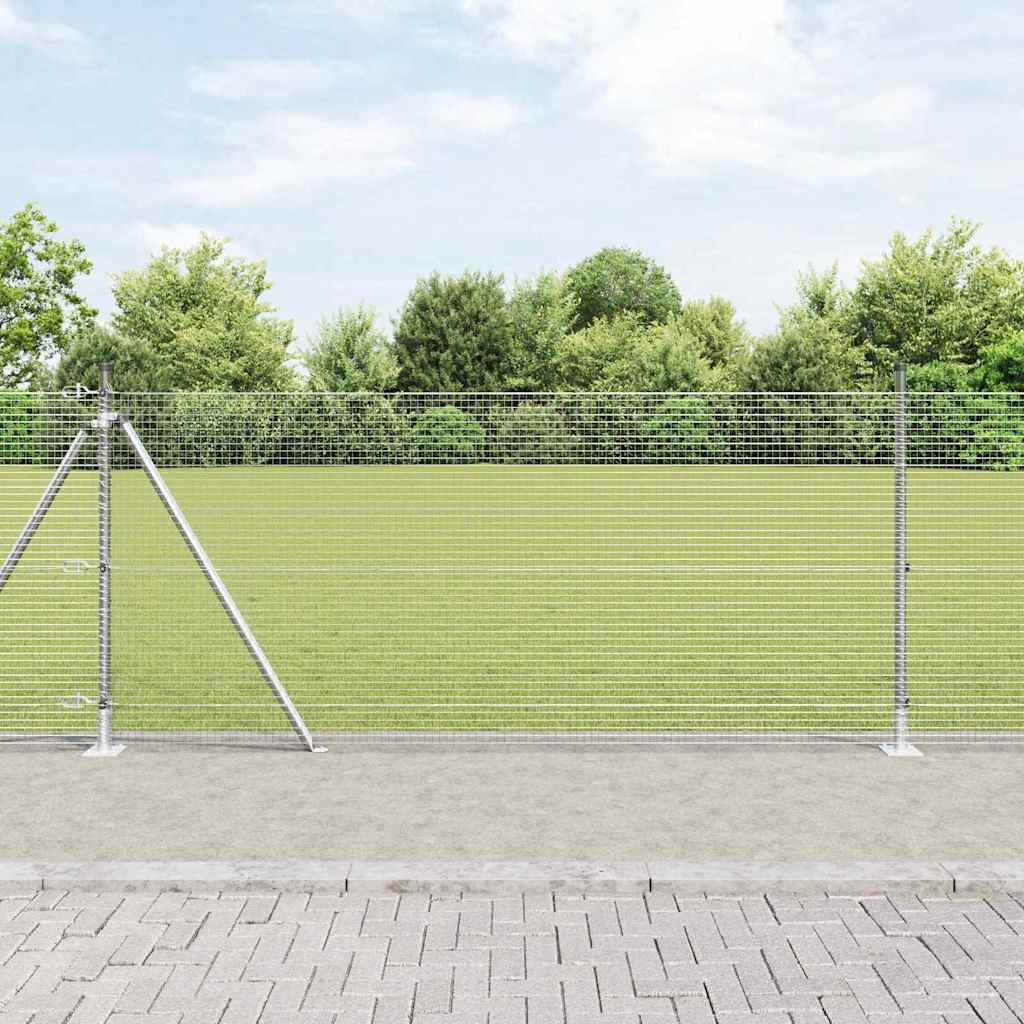 Geschweißter Drahtzaun mit Betonsockel 25 x 1 m Silber Netz