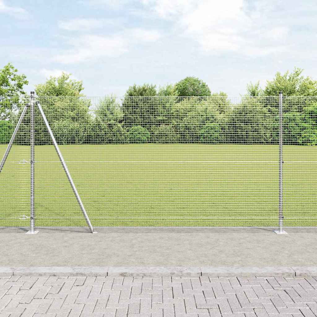Geschweißter Drahtzaun mit Betonsockel 25 x 1,2 m Silber Netz