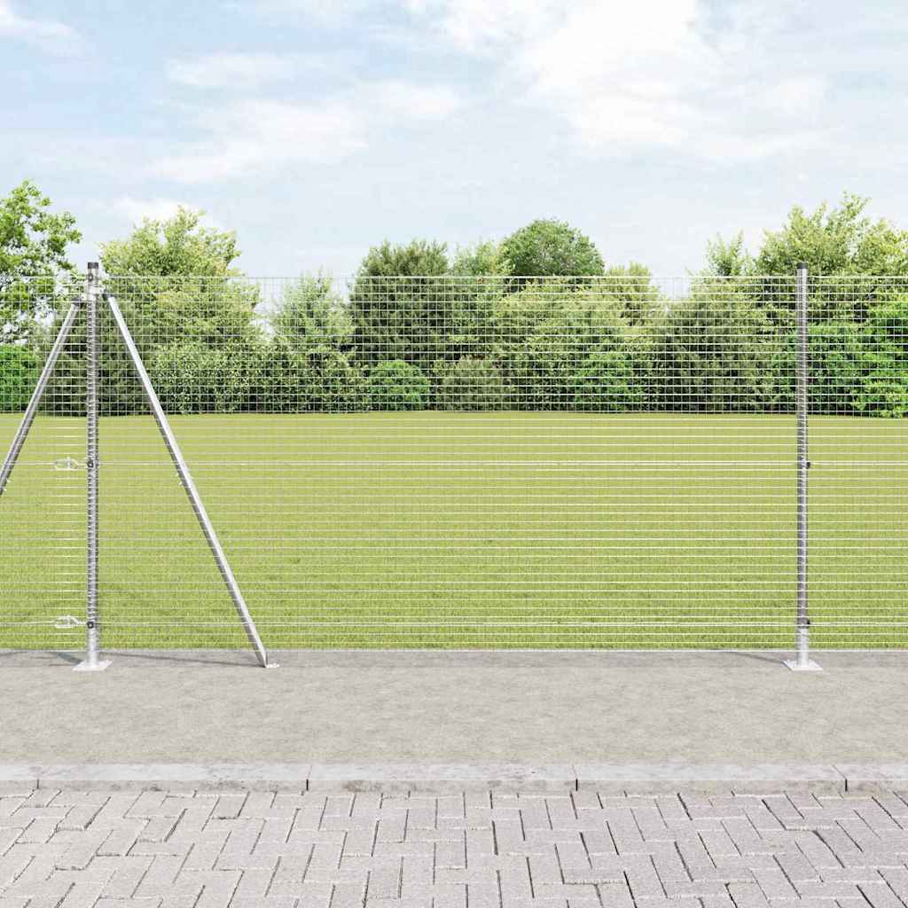 Geschweißter Drahtzaun mit Betonsockel 25 x 1,2 m Silber Netz