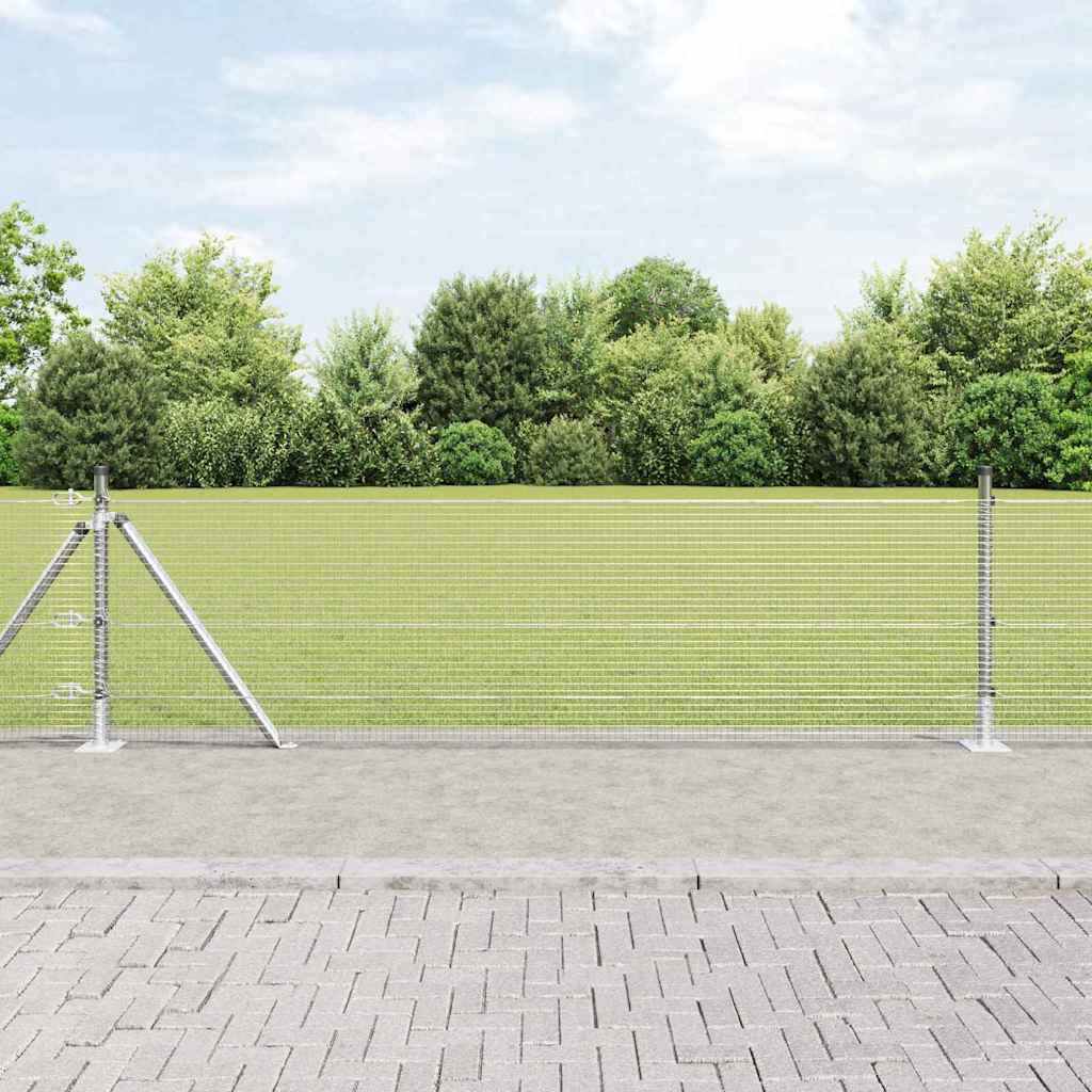 Geschweißter Drahtzaun mit Betonsockel 50 x 0,6 m Silber Netz
