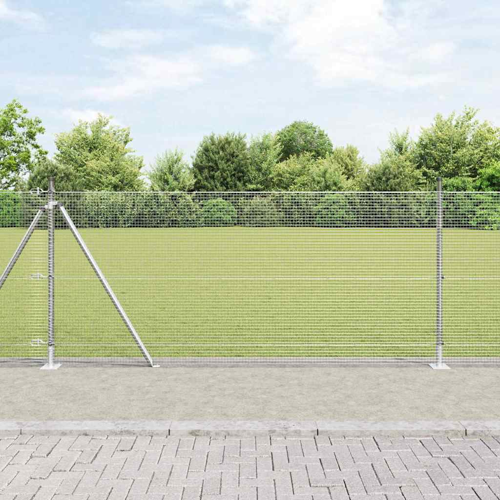 Geschweißter Drahtzaun mit Betonsockel 50 x 1 m Silber Netz