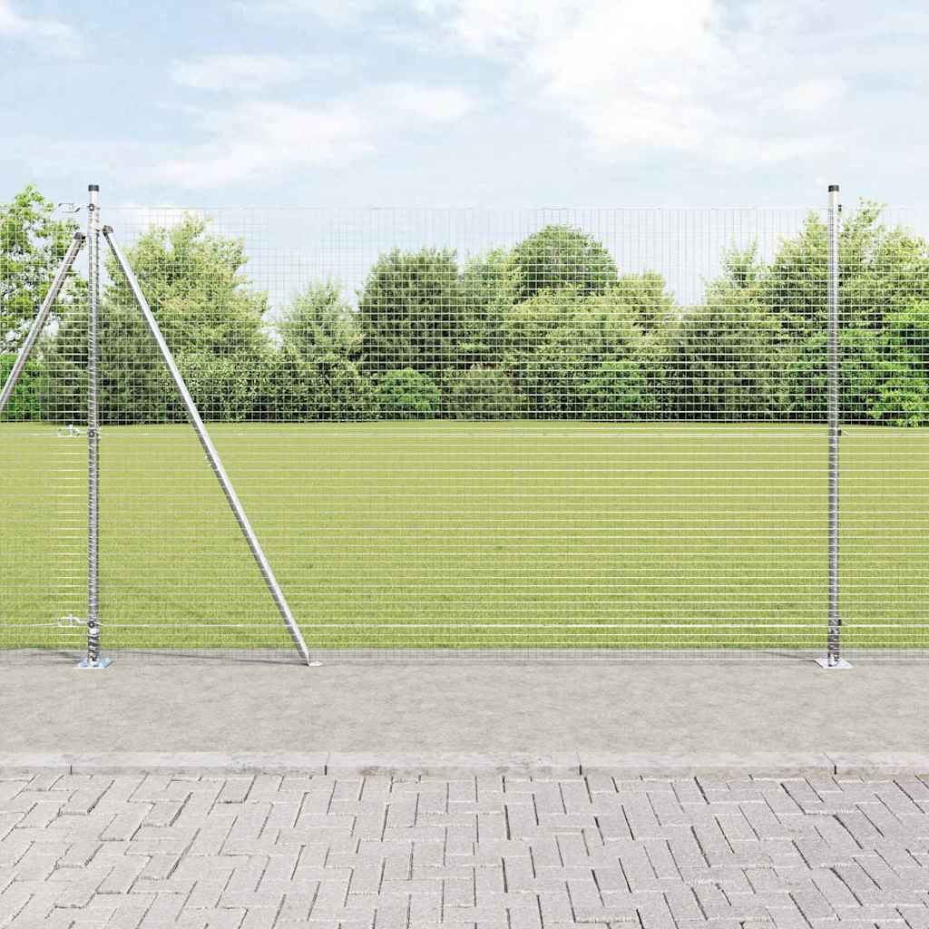 Geschweißter Drahtzaun mit Betonsockel 50 x 1,4 m Silber Netz