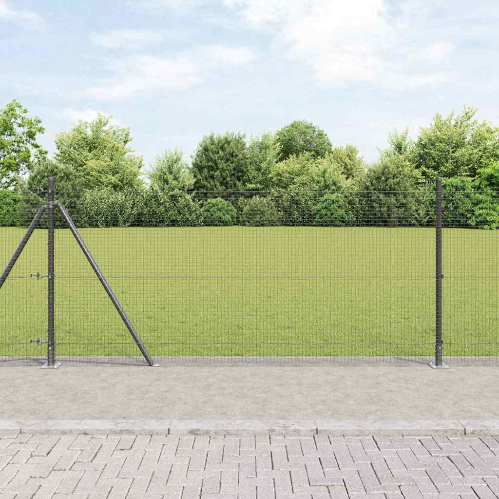 Geschweißter Drahtzaun mit Betonsockel 10 x 0,8 m Grau Netz