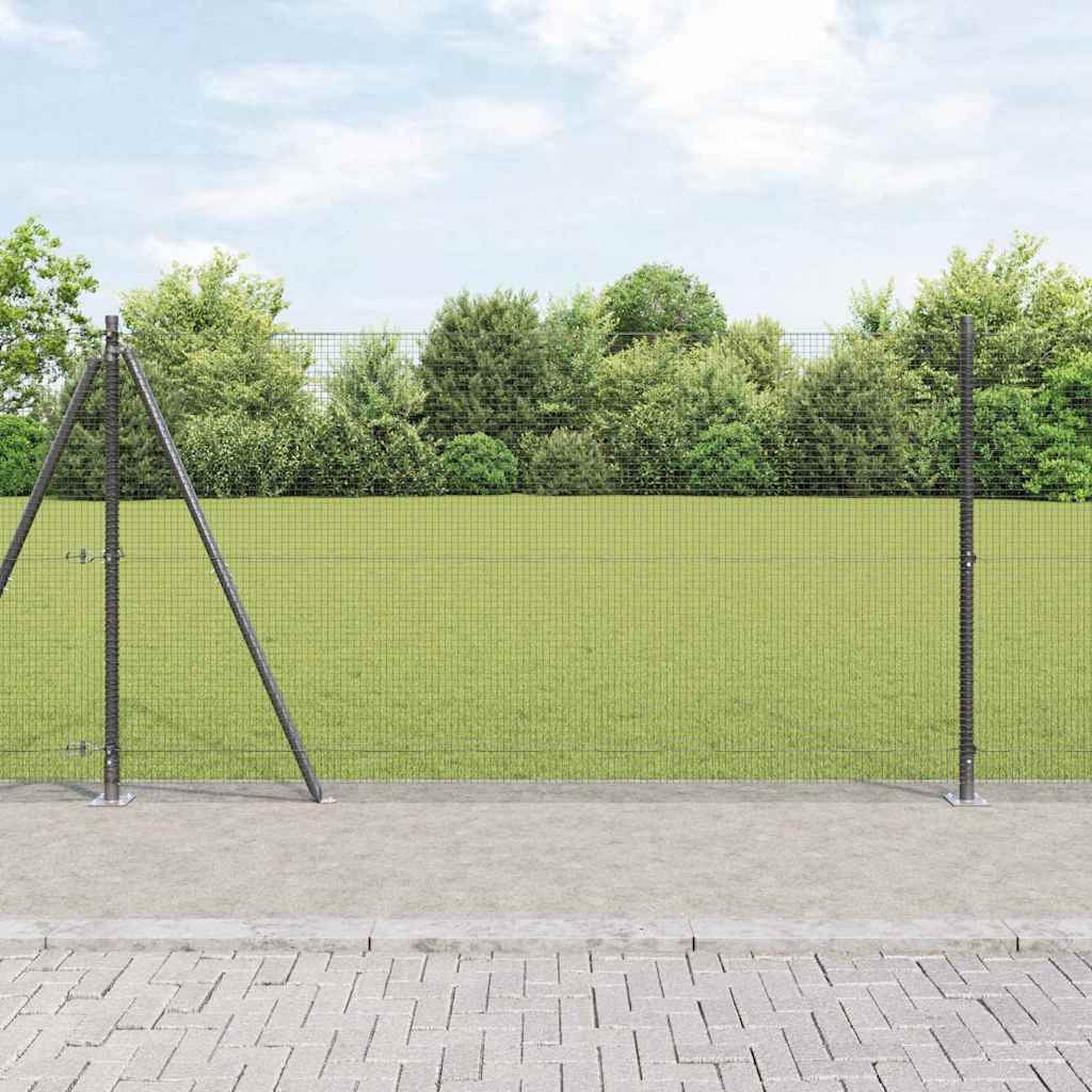 Geschweißter Drahtzaun mit Betonsockel 10 x 1,2 m Grau Netz