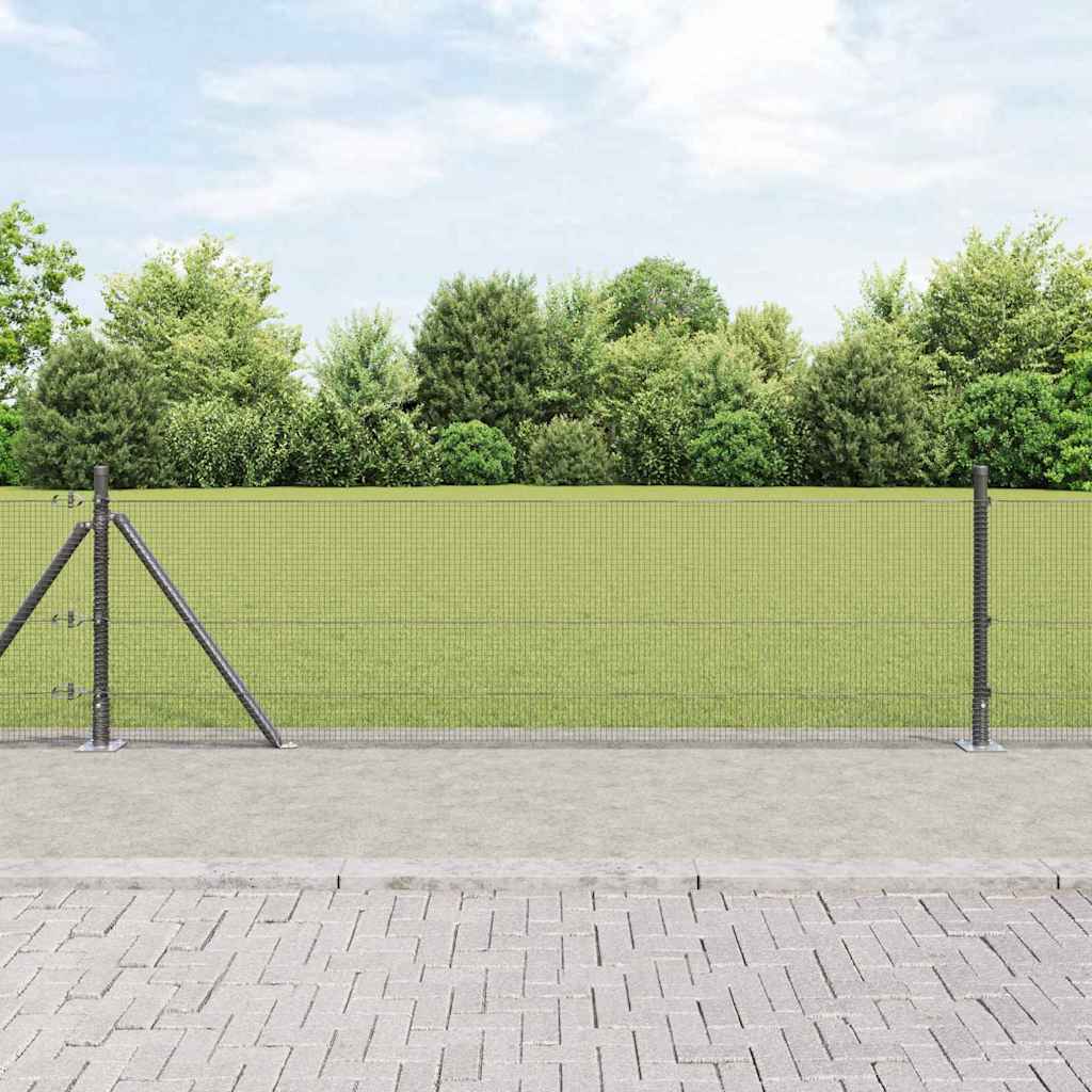 Geschweißter Drahtzaun mit Betonsockel 25 x 0,4 m Grau Netz