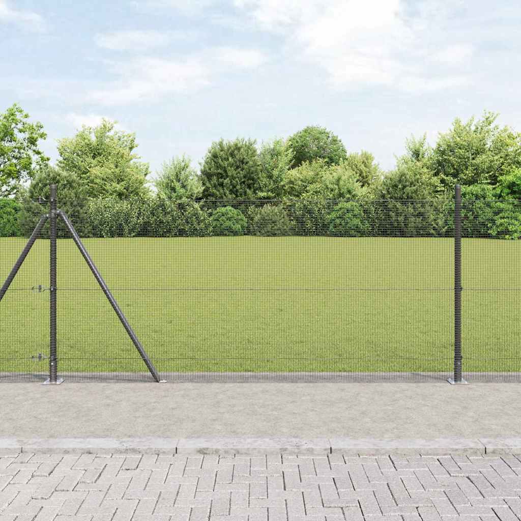Geschweißter Drahtzaun mit Betonsockel 25 x 1,5 m Grau Netz