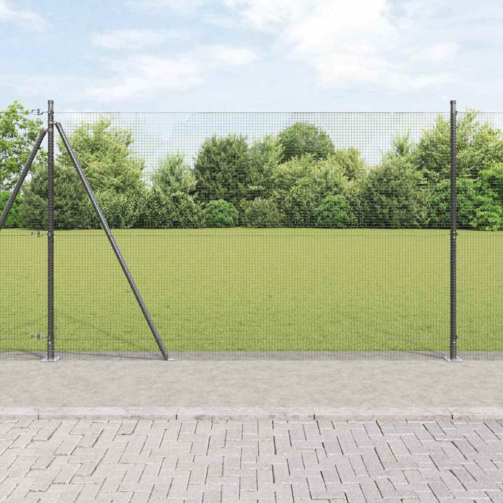 Geschweißter Drahtzaun mit Betonsockel 25 x 1,6 m Grau Netz