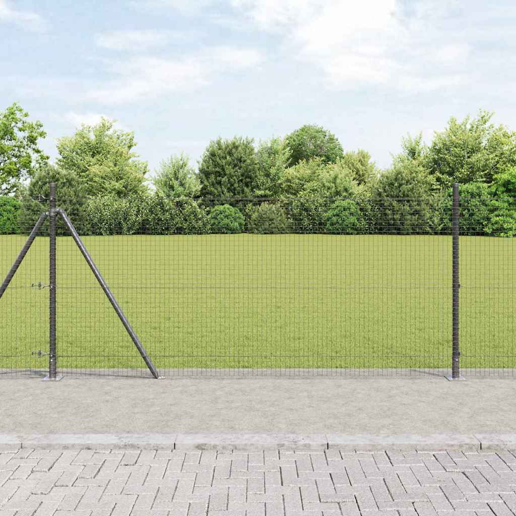 Geschweißter Drahtzaun mit Betonsockel 50 x 1 m Grau Netz