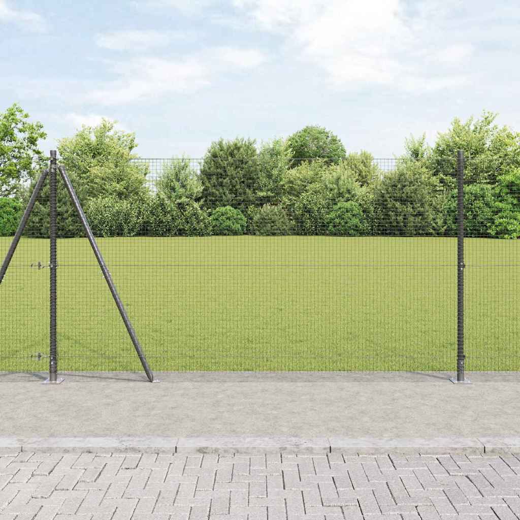 Geschweißter Drahtzaun mit Betonsockel 50 x 1,2 m Grau Netz