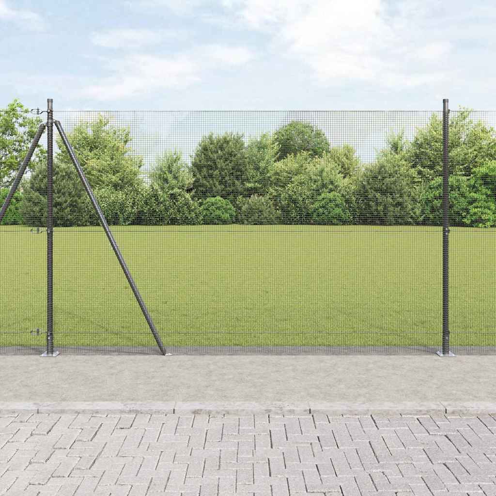 Geschweißter Drahtzaun mit Betonsockel 50 x 1,4 m Grau Netz