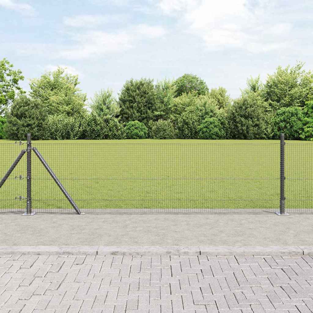Geschweißter Drahtzaun mit Betonsockel 100 x 0,6 m Grau Netz