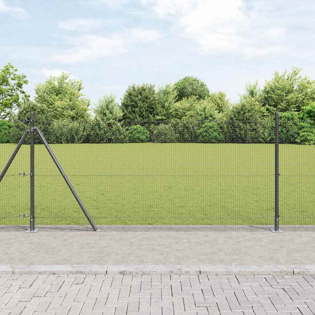 Geschweißter Drahtzaun mit Betonsockel 100 x 0,8 m Grau Netz