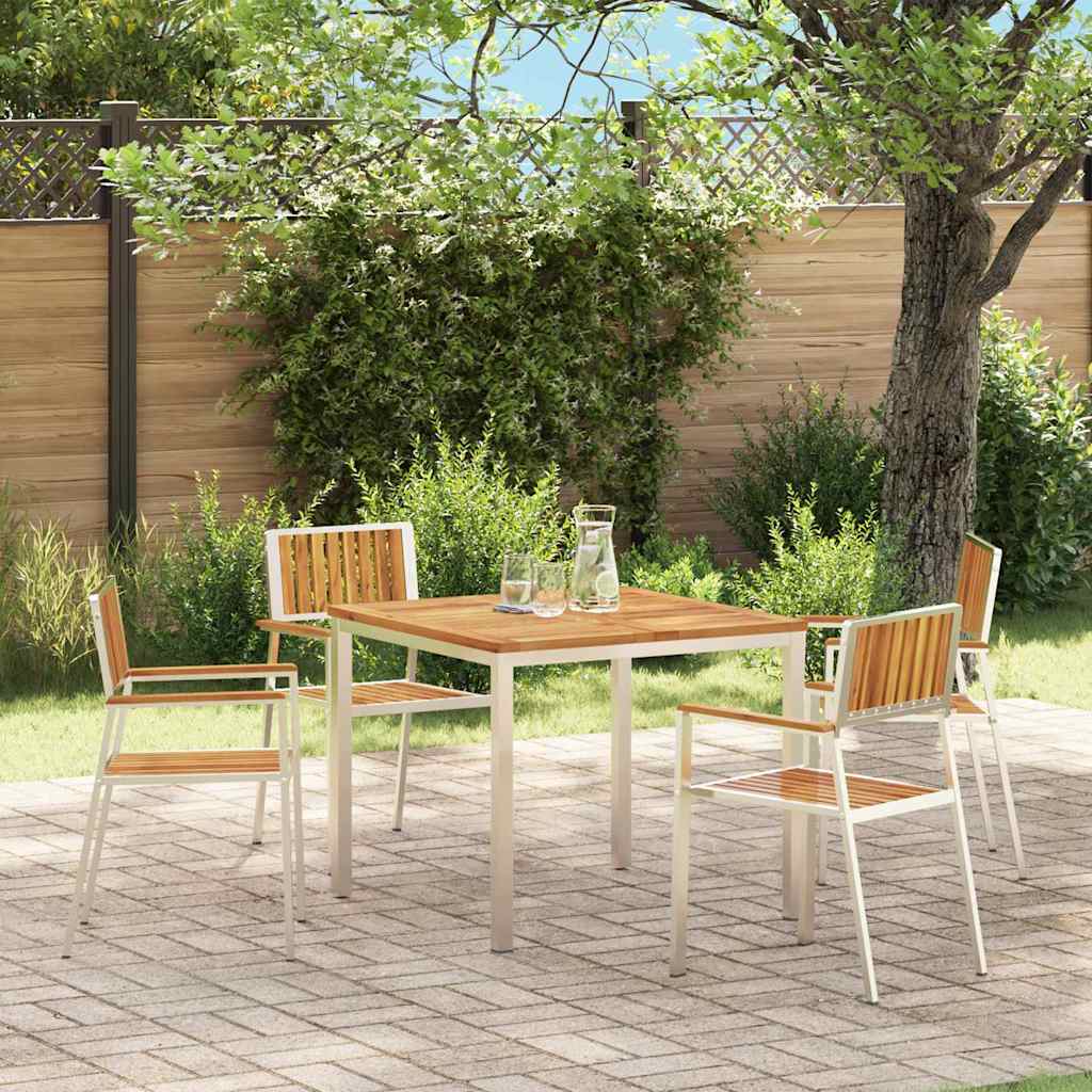 Gartenstuhl 4 stk. Massives Akazienholz und Edelstahl