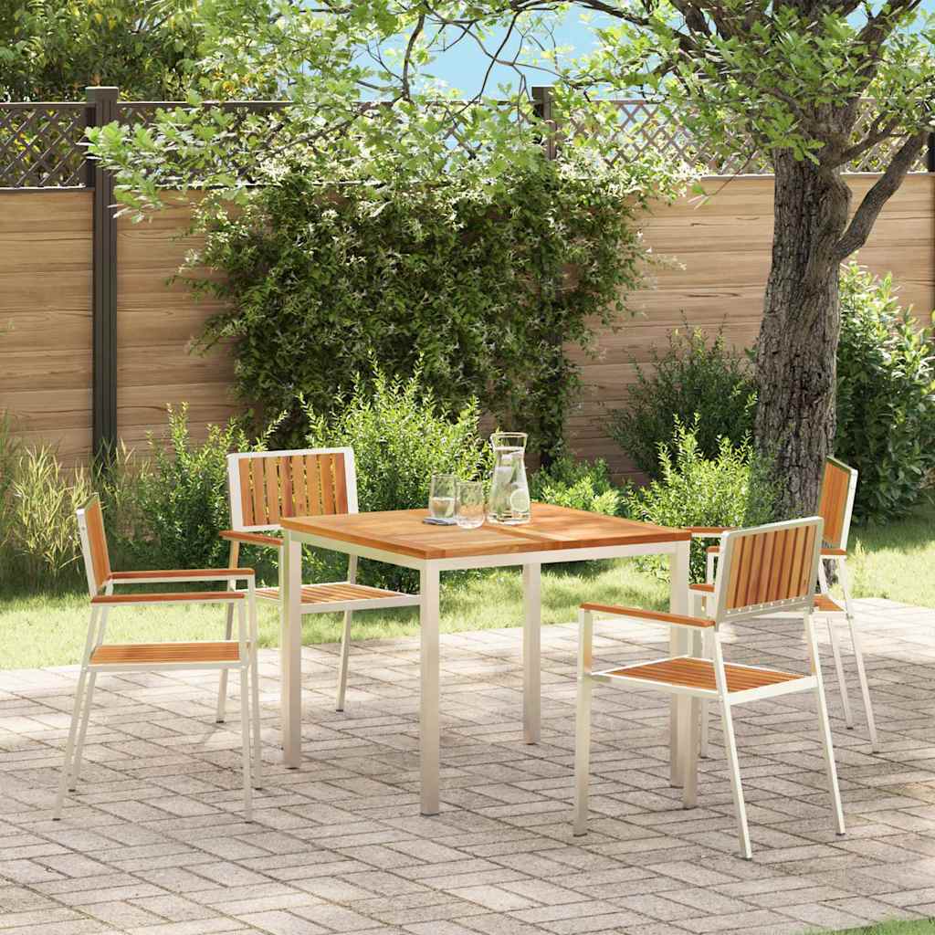 Gartenstuhl 4 stk. Massives Teakholz und Edelstahl