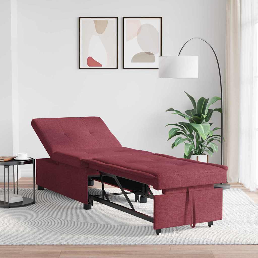 Pull Out Sofa Bed Weinrot 194 x 50 x 82 cm Stoff