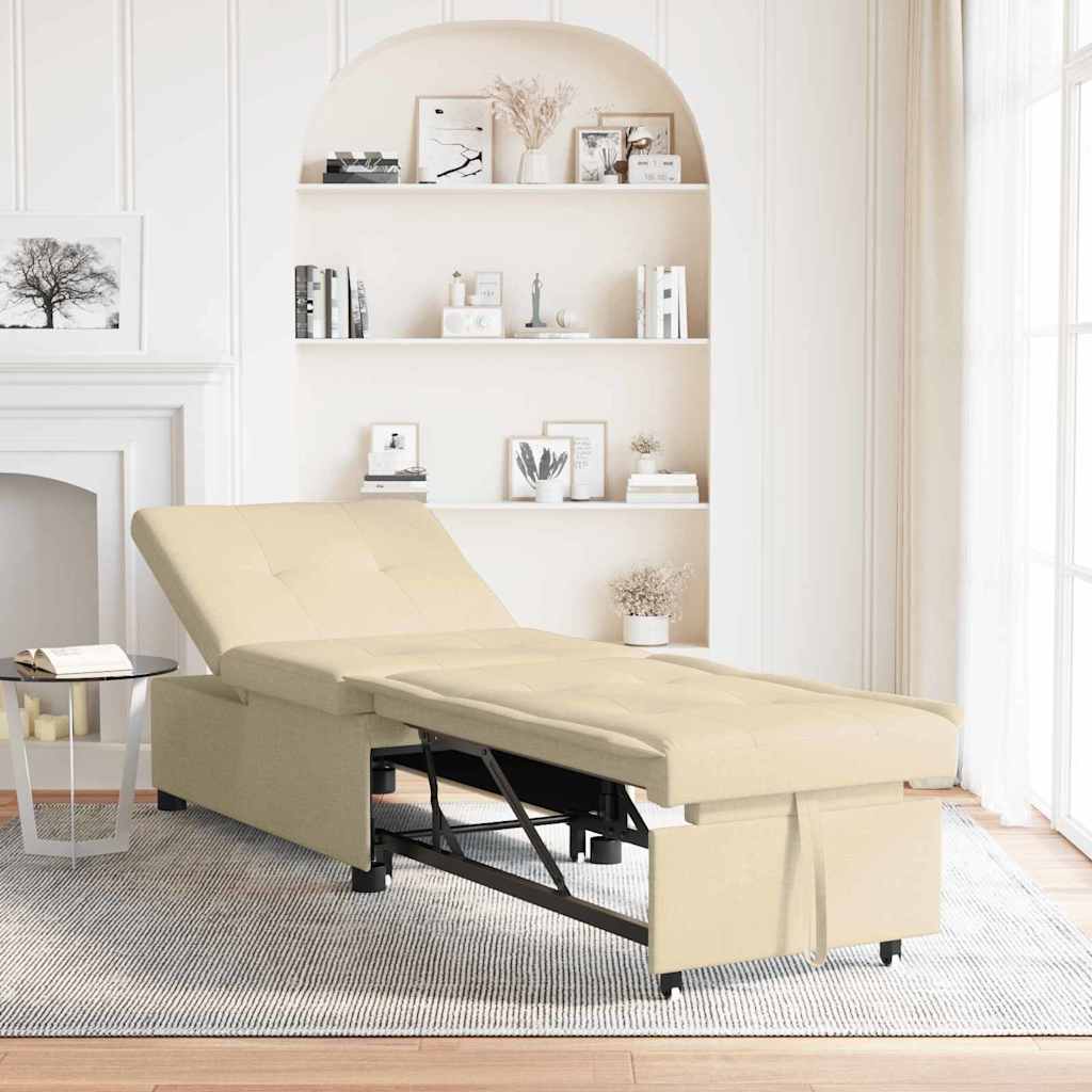Pull Out Sofa Bed Creme 194 x 50 x 82 cm Stoff