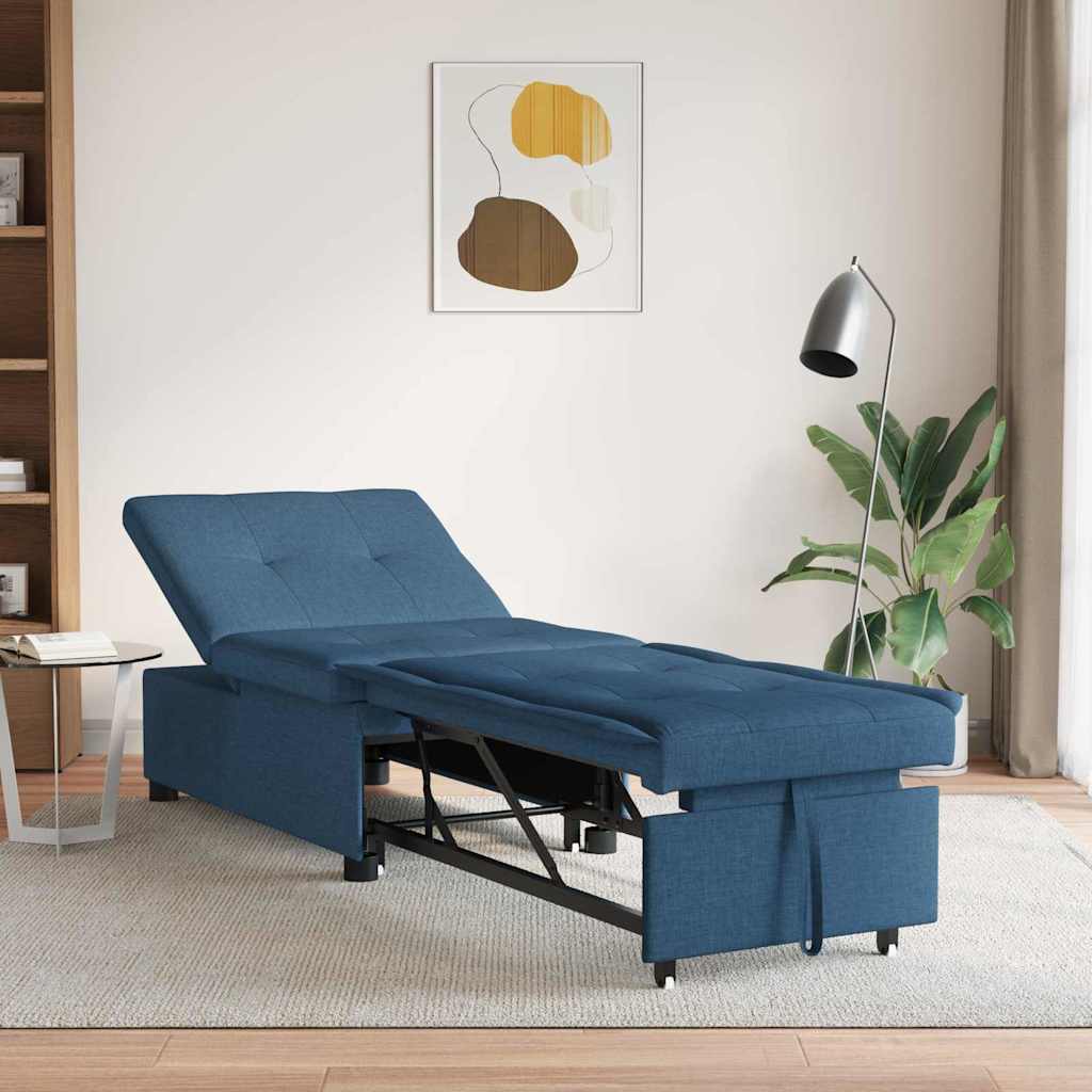 Pull Out Sofa Bed Blau 194 x 50 x 82 cm Stoff