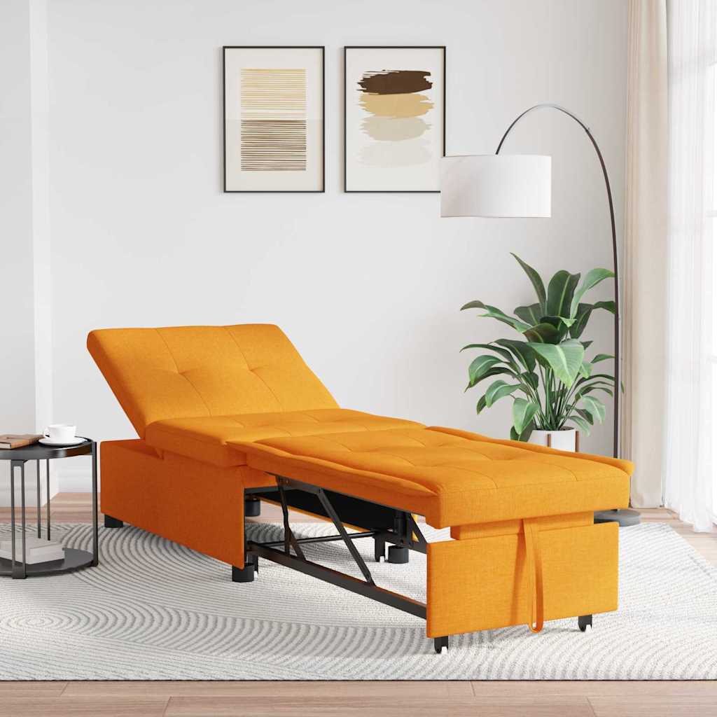 Pull Out Sofa Bed Dunkelgelb 194 x 50 x 82 cm Stoff