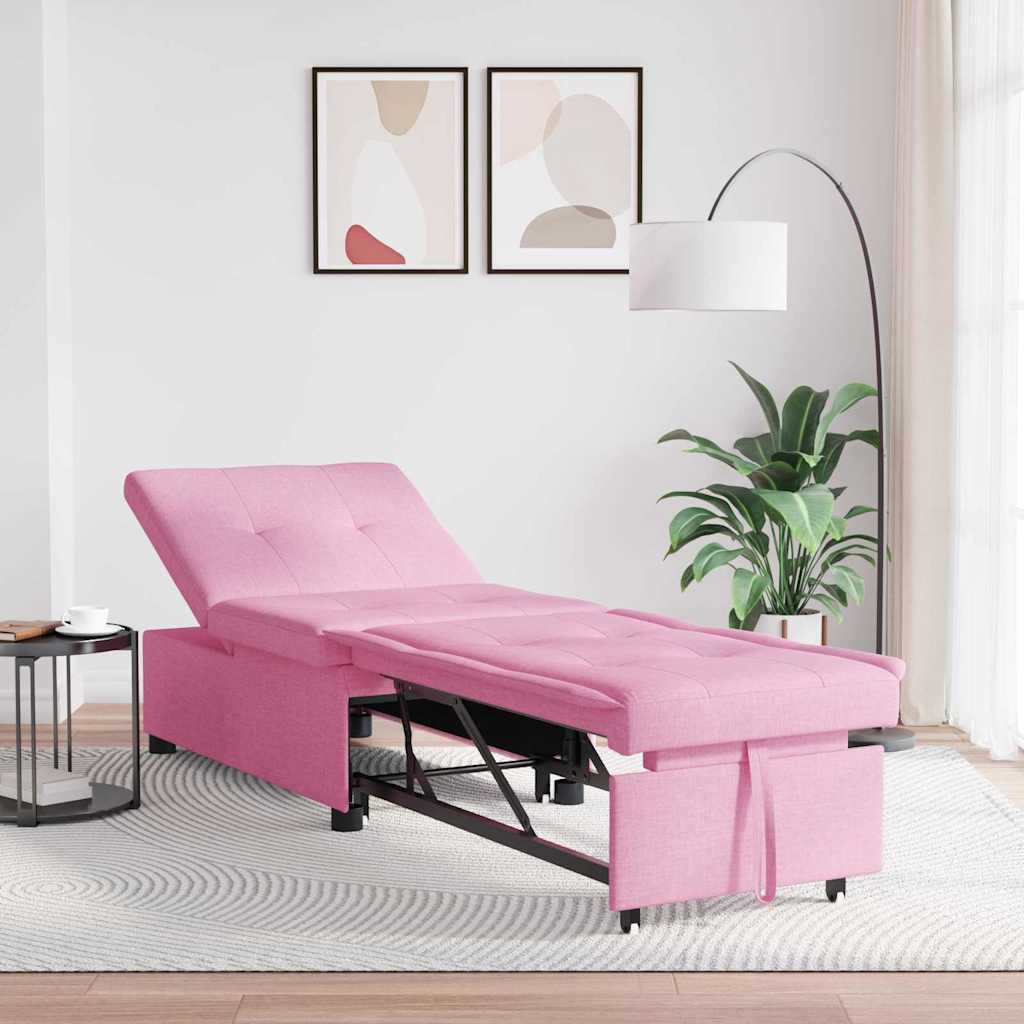 Pull Out Sofa Bed Rosa 194 x 50 x 82 cm Stoff