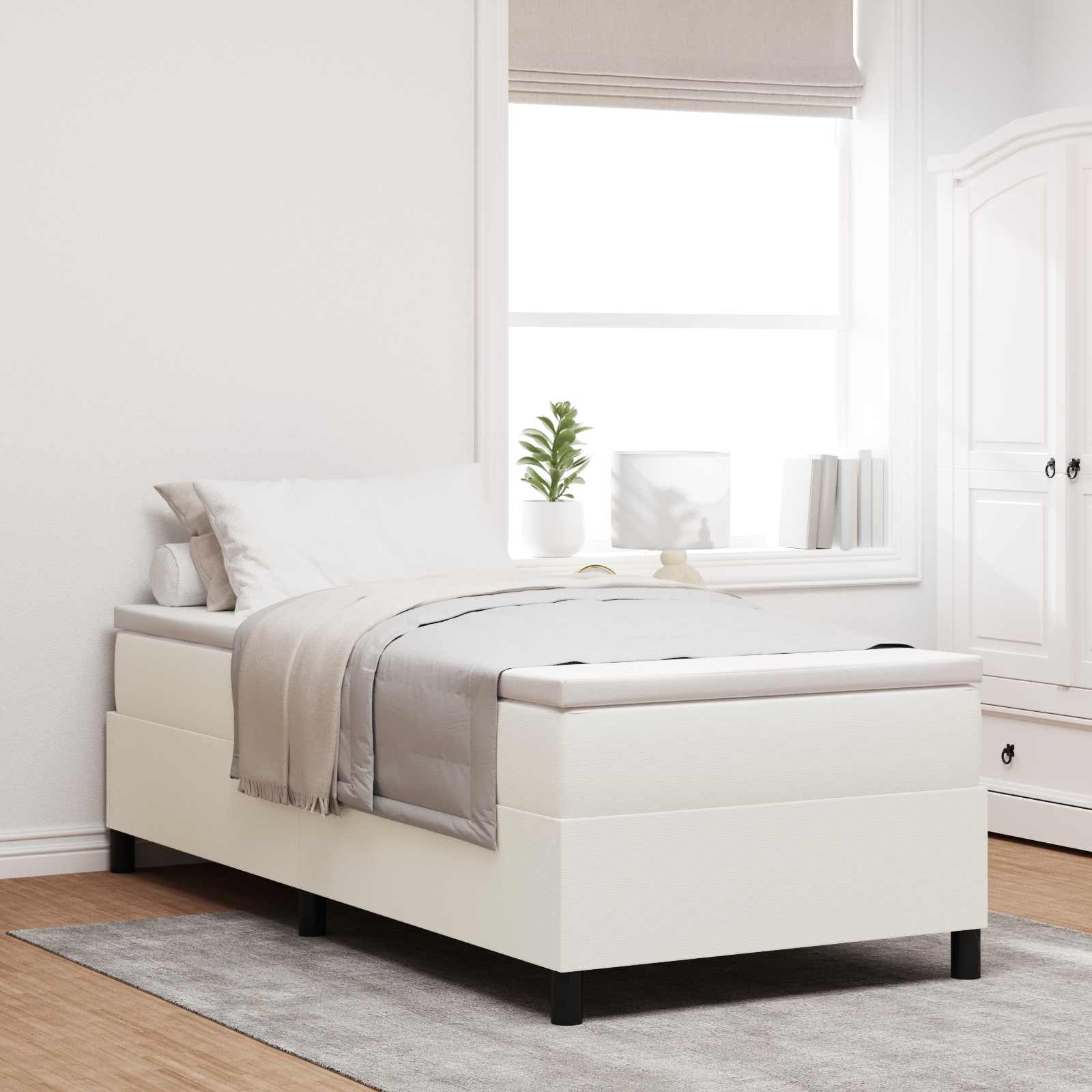 Plattformbettgestell Creme 90 x 200 cm Cordstoff