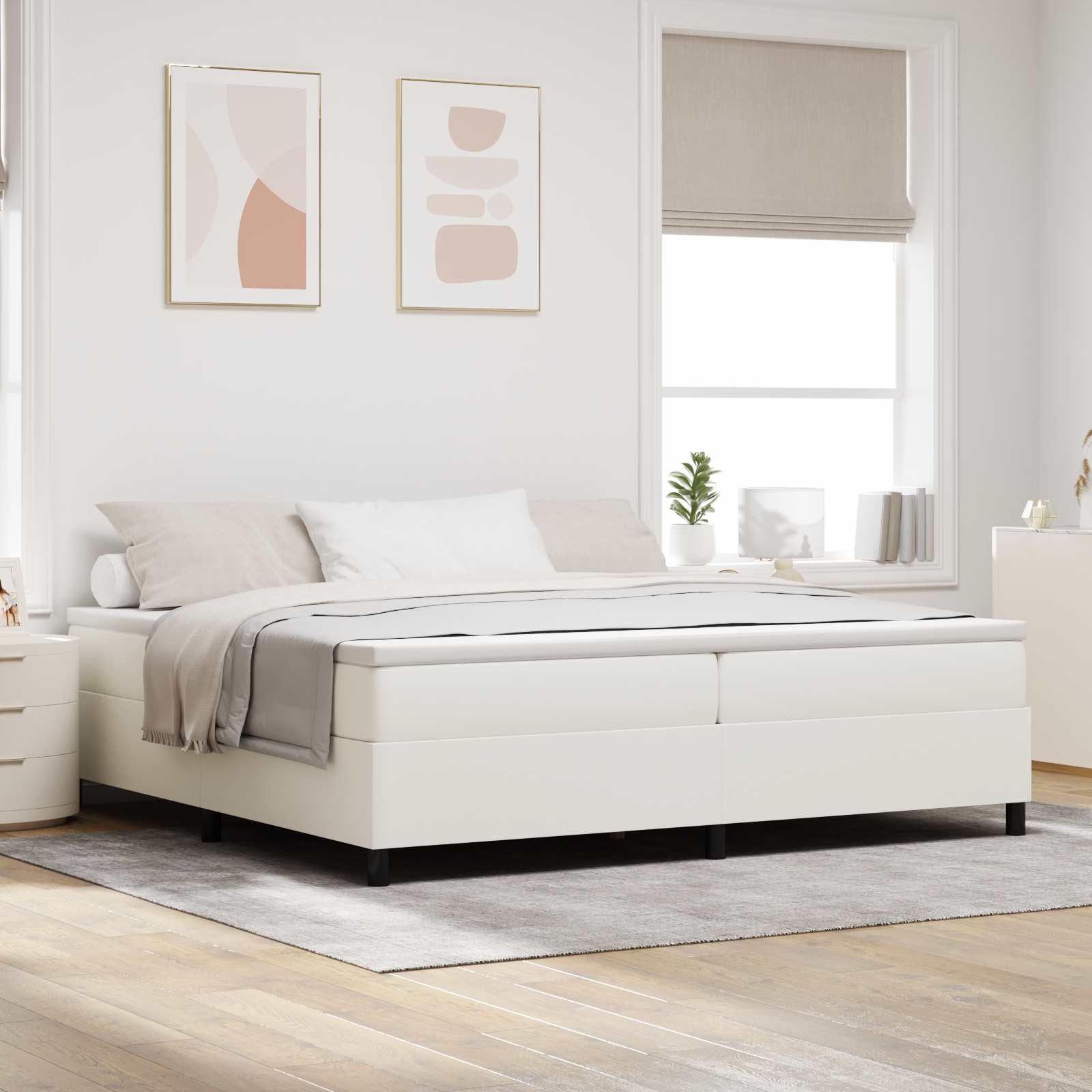 Plattformbettgestell Creme 200 x 200 cm Cordstoff