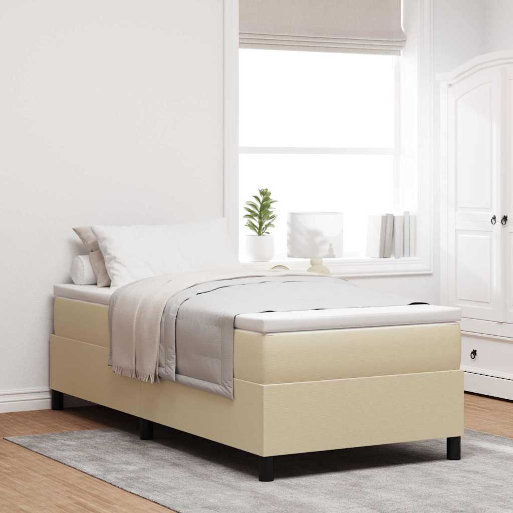 Boxspringbett Hellgrau und Weiß 80 x 200 cm Cordstoff
