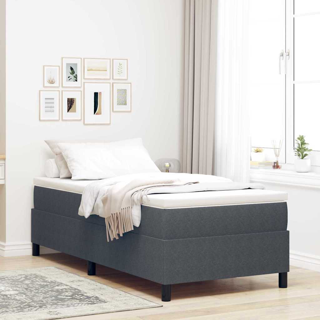Boxspringbett Dunkelgrau und Weiß 90 x 200 cm Cordstoff