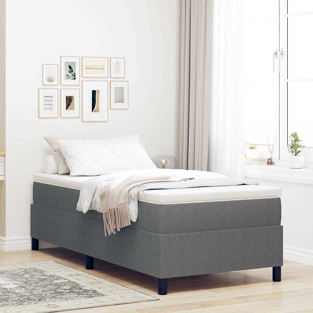 Boxspringbett Hellgrau und Weiß 100 x 200 cm Cordstoff