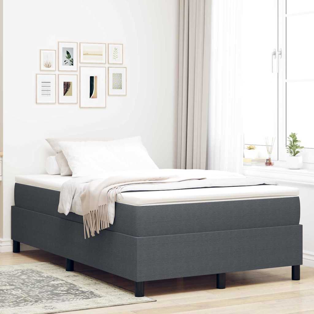Boxspringbett Dunkelgrau und Weiß 120 x 190 cm Cordstoff