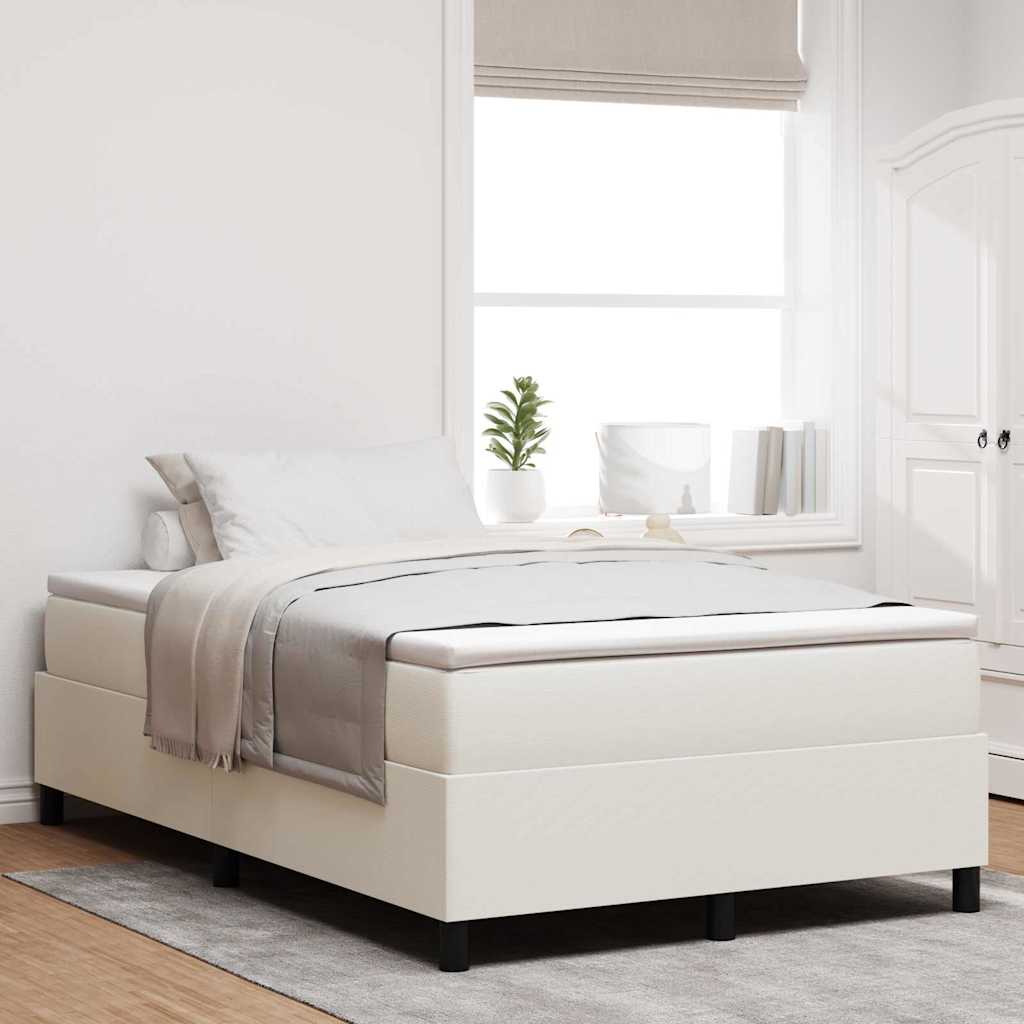 Boxspringbett Creme und Weiß 120 x 190 cm Cordstoff