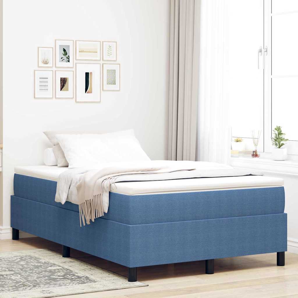 Boxspringbett Blau und Weiß 120 x 200 cm Cordstoff
