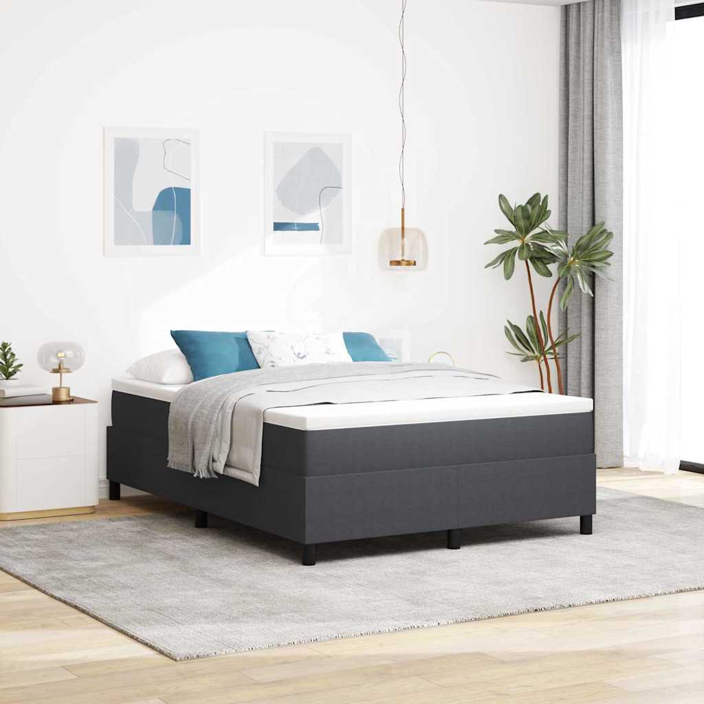 Boxspringbett Dunkelgrau und Weiß 140 x 200 cm Cordstoff