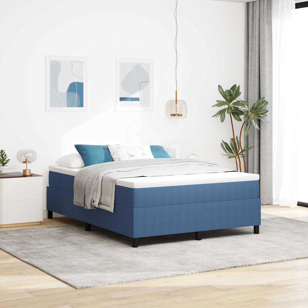 Boxspringbett Blau und Weiß 140 x 200 cm Cordstoff