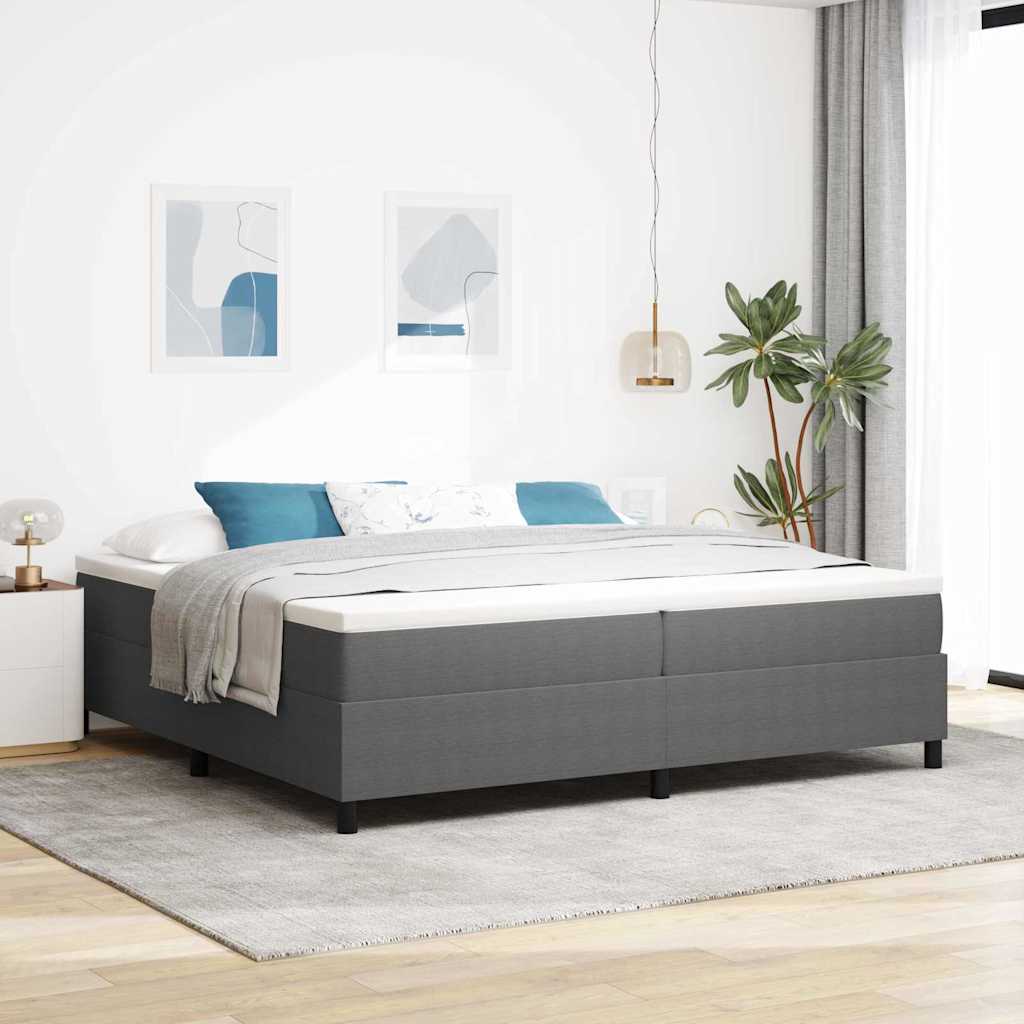 Boxspringbett Hellgrau und Weiß 200 x 200 cm Cordstoff