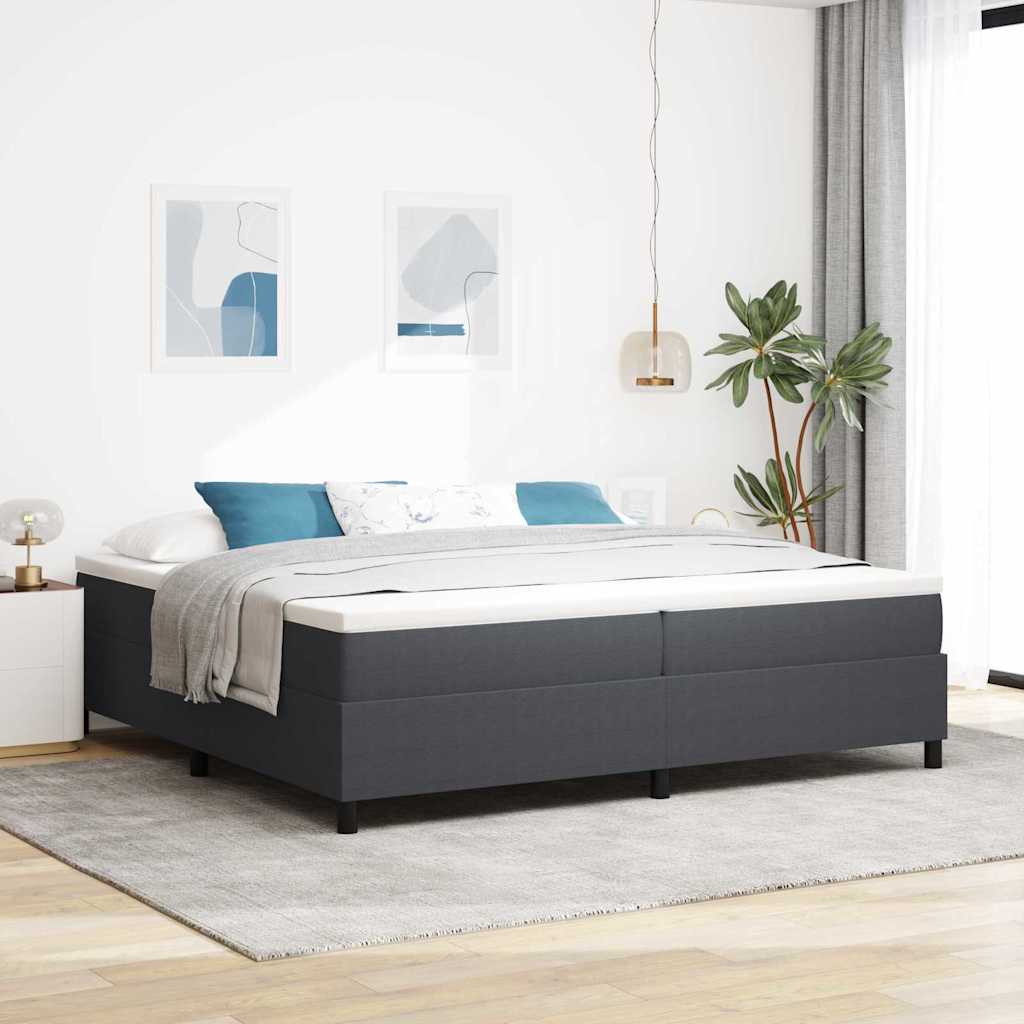 Boxspringbett Dunkelgrau und Weiß 200 x 200 cm Cordstoff