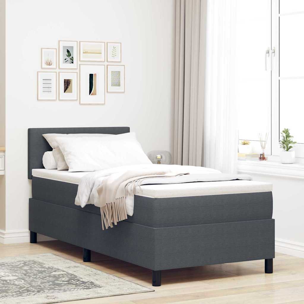 Boxspringbett Dunkelgrau und Weiß 90 x 200 cm Cordstoff