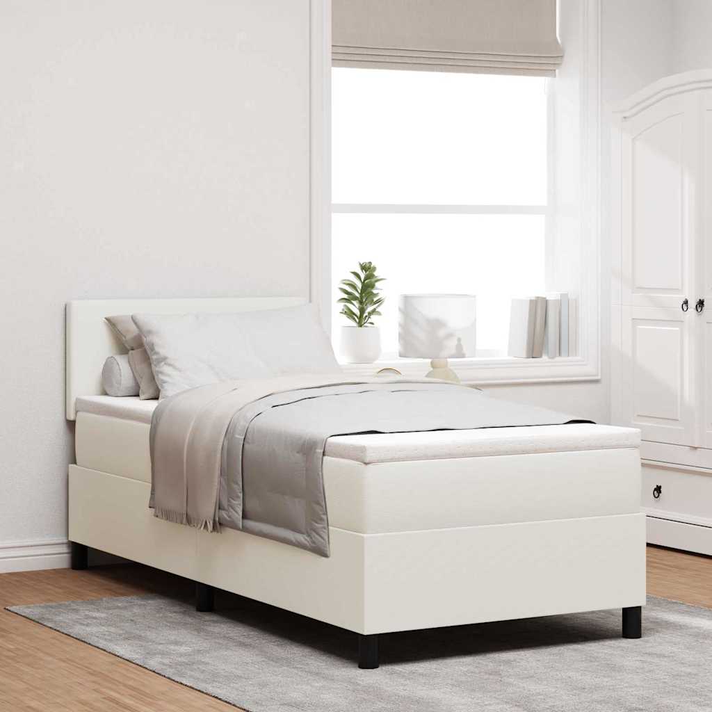 Boxspringbett Creme und Weiß 100 x 200 cm Cordstoff