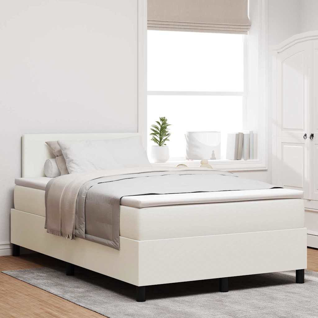 Boxspringbett Creme und Weiß 120 x 190 cm Cordstoff