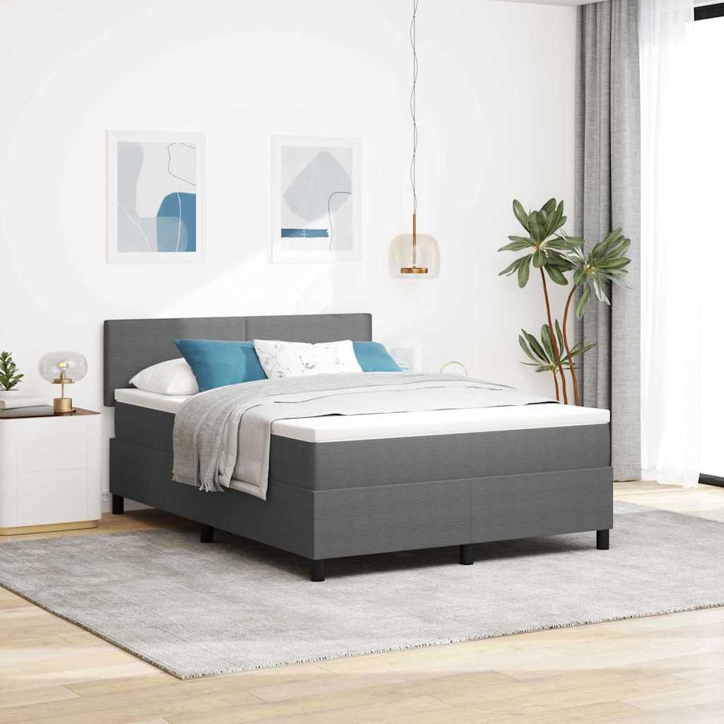 Boxspringbett Hellgrau und Weiß 140 x 190 cm Cordstoff