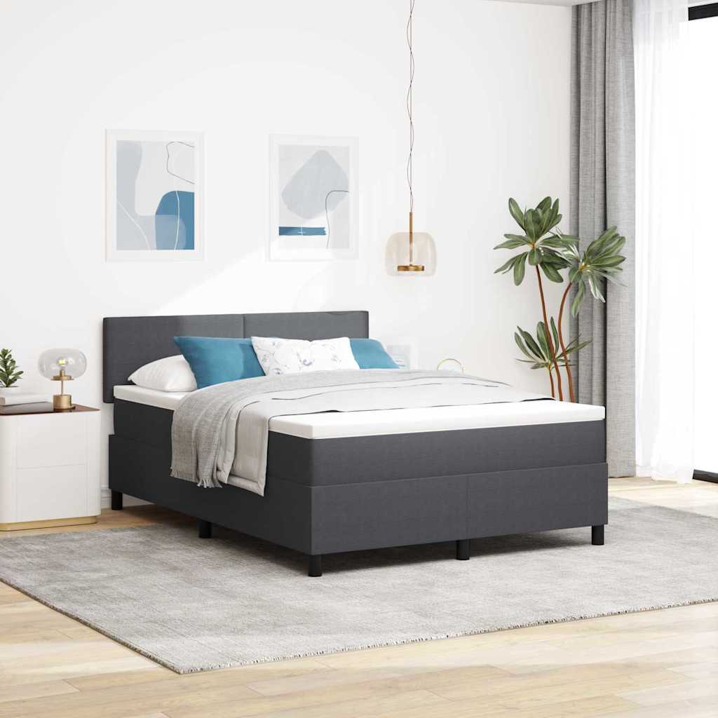 Boxspringbett Dunkelgrau und Weiß 140 x 200 cm Cordstoff